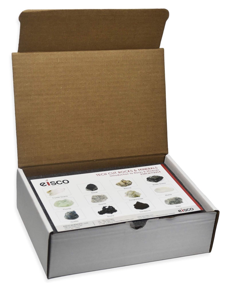 EISCO Rock & Mineral Kit, 12 Pieces - Includes Metamorphic, Igneous, Sedimentary Rocks & Minerals - 1" Specimens - Great for Geology Classrooms & Basic Field Testing Labs - Tech Cut Rocks - Image 2
